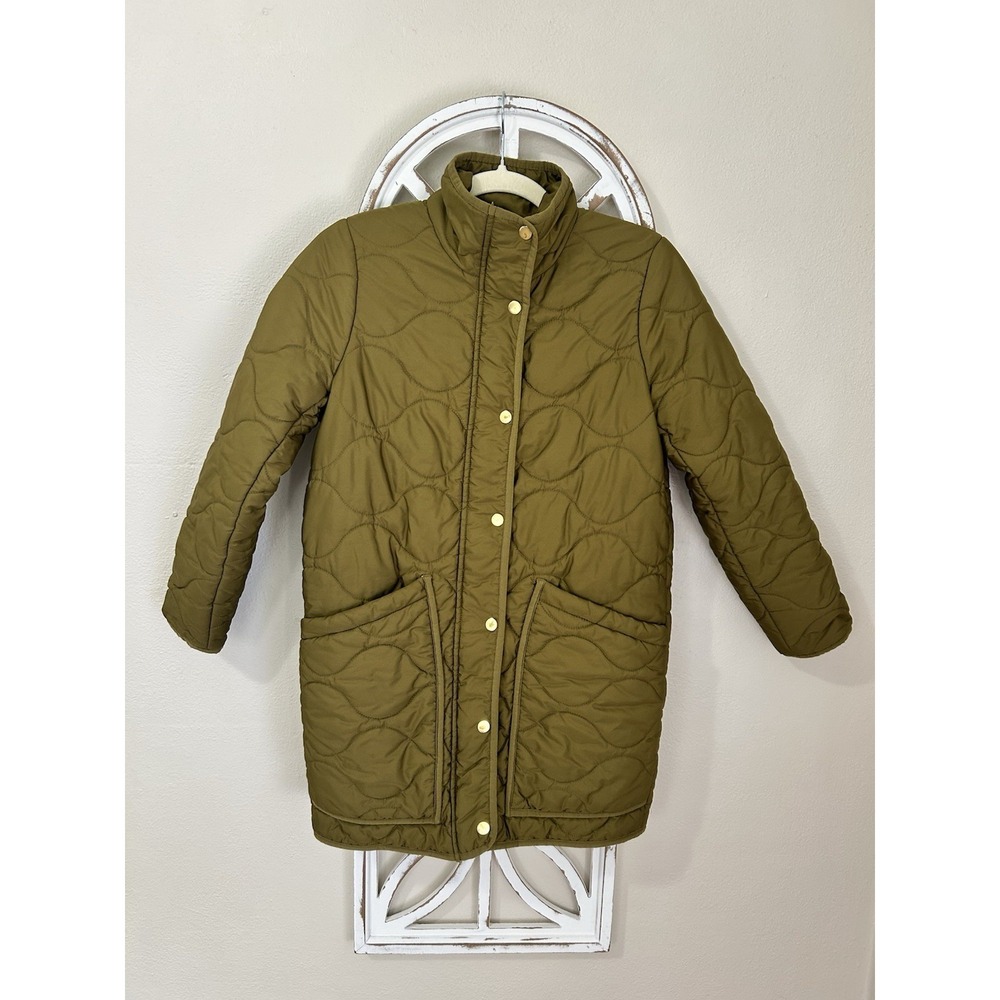 J.Crew Signature Puffer Coat Womens XSmall XSP Green Lightweight Water Repellent